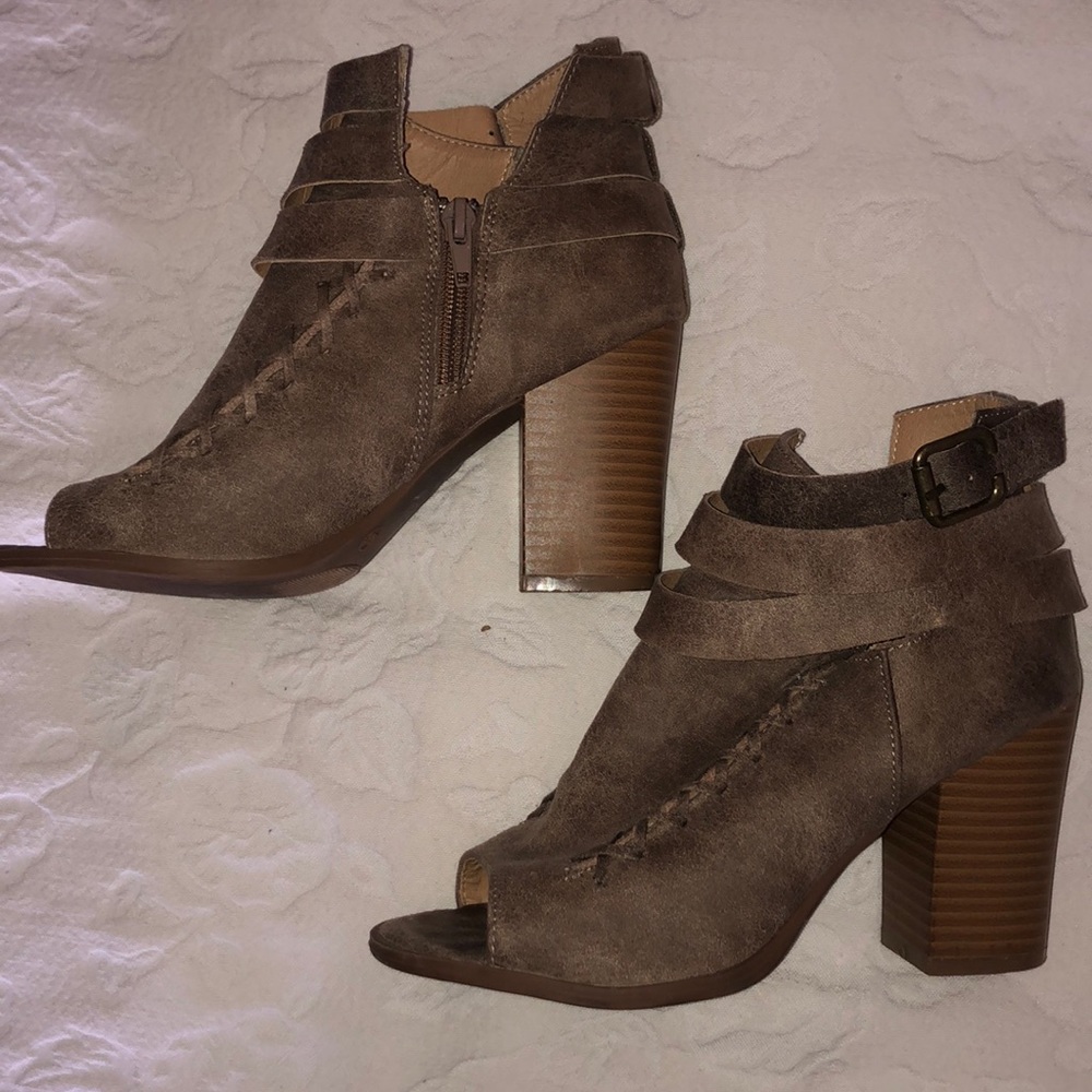 Taupe Open Toe Ankle Booties